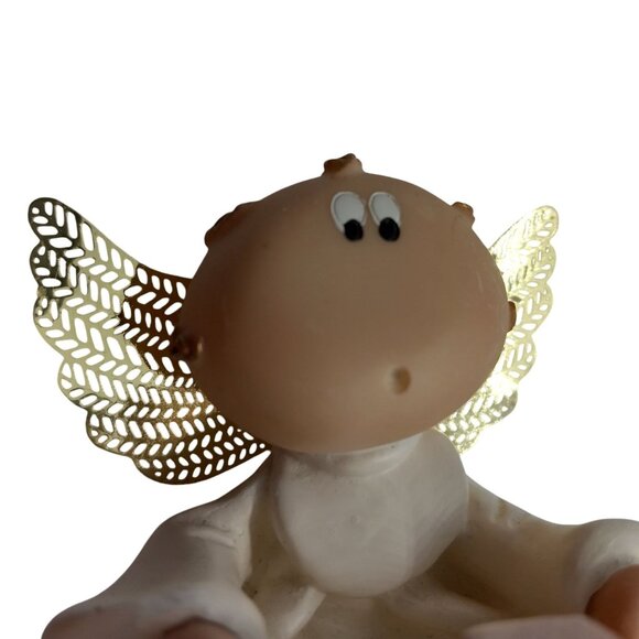 Angel Cheeks Cherub Baby Blocks Figurine Gold Wings Russ Kirks Kritters - Picture 7 of 8
